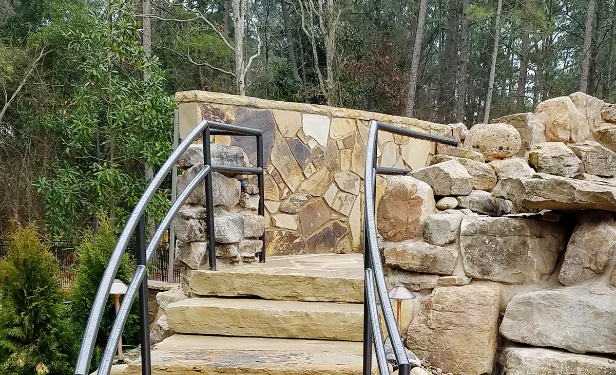 Poolside Hardscaping with stairs